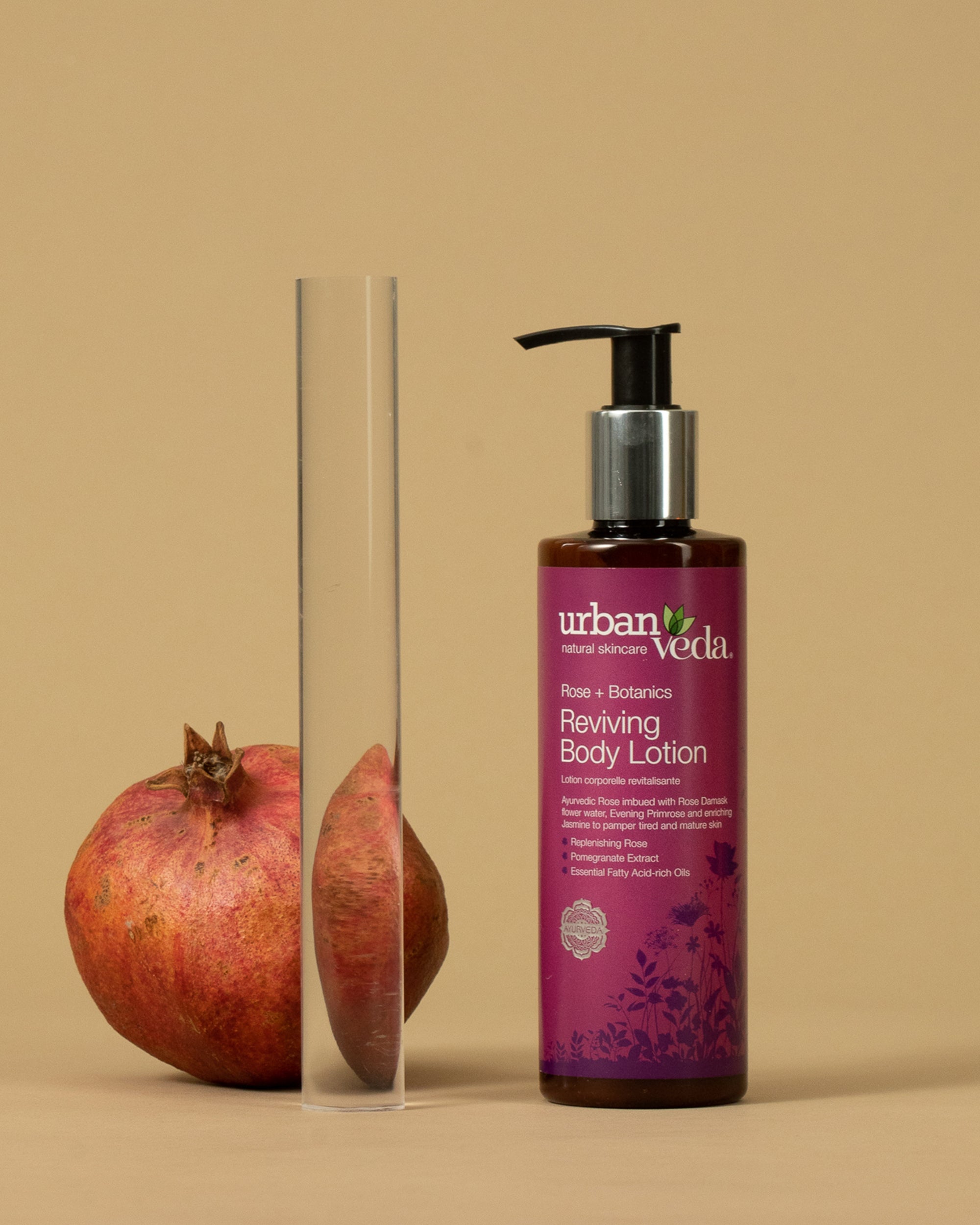Best Body lotion with rose oils, Arjuna and vitamin E & Pomegranate for collagen support - urban veda