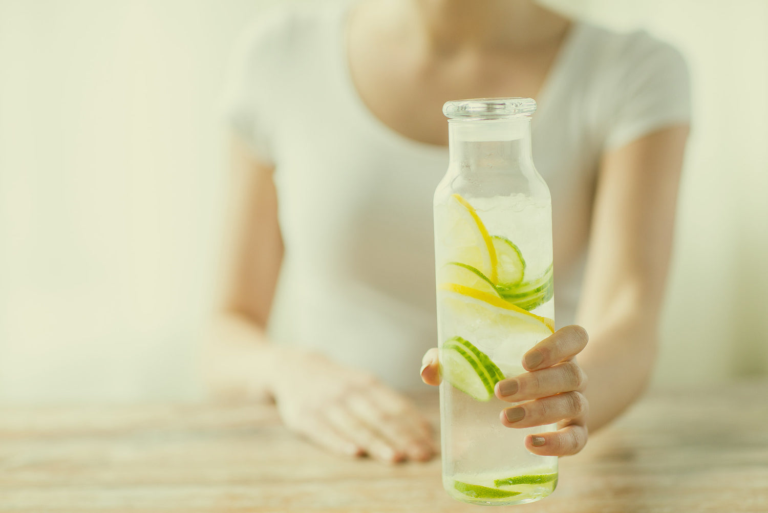 healthy detox drinks diet woman with fruit water