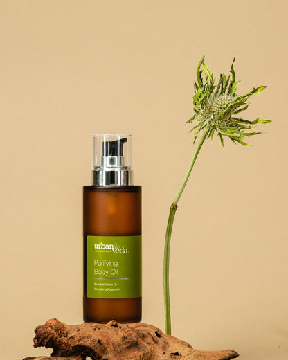 Purifying body oil infused with essential oils and botanical extracts for aromatherapy massage - Urban Veda