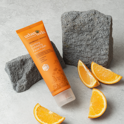 Soothing exfoliating face scrub for softer, smoother and balanced-looking skin - urban veda
