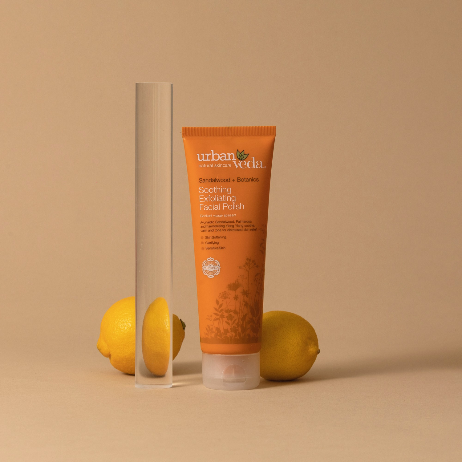 Sandalwood and Vitamin C face scrub to calm sensitive skin and support skin comfort - urban veda