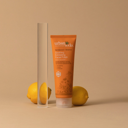 Sandalwood and Vitamin C face scrub to calm sensitive skin and support skin comfort - urban veda