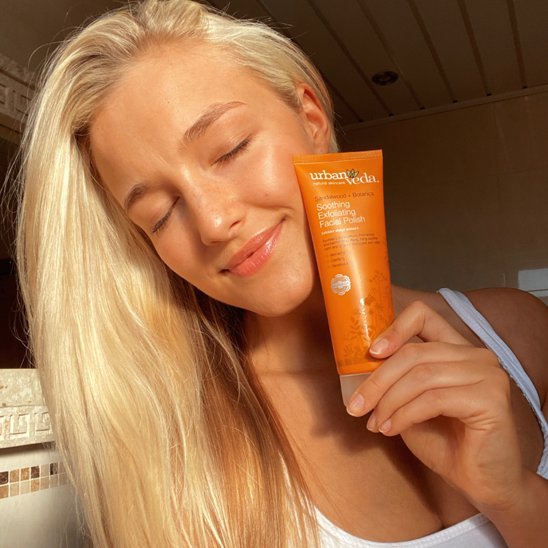Face scrub for sensitive skin used to gently cleanse and improve skin texture - urban veda